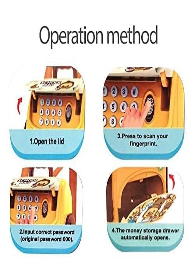 Euphoria Rk Toys ATM Piggy Bank Money Saving Bank for Real Money Cash Coin School Bag Musical Money Safe for Kids Piggy Savings Bank with Finger Print Sensor (Multicolor) (Bag ATM Dino) - Image 5